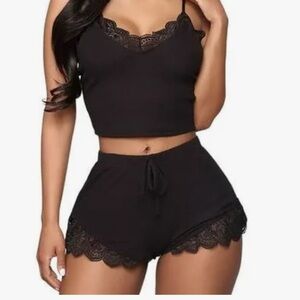 Fashion Nova Black Lace Sleepwear Set